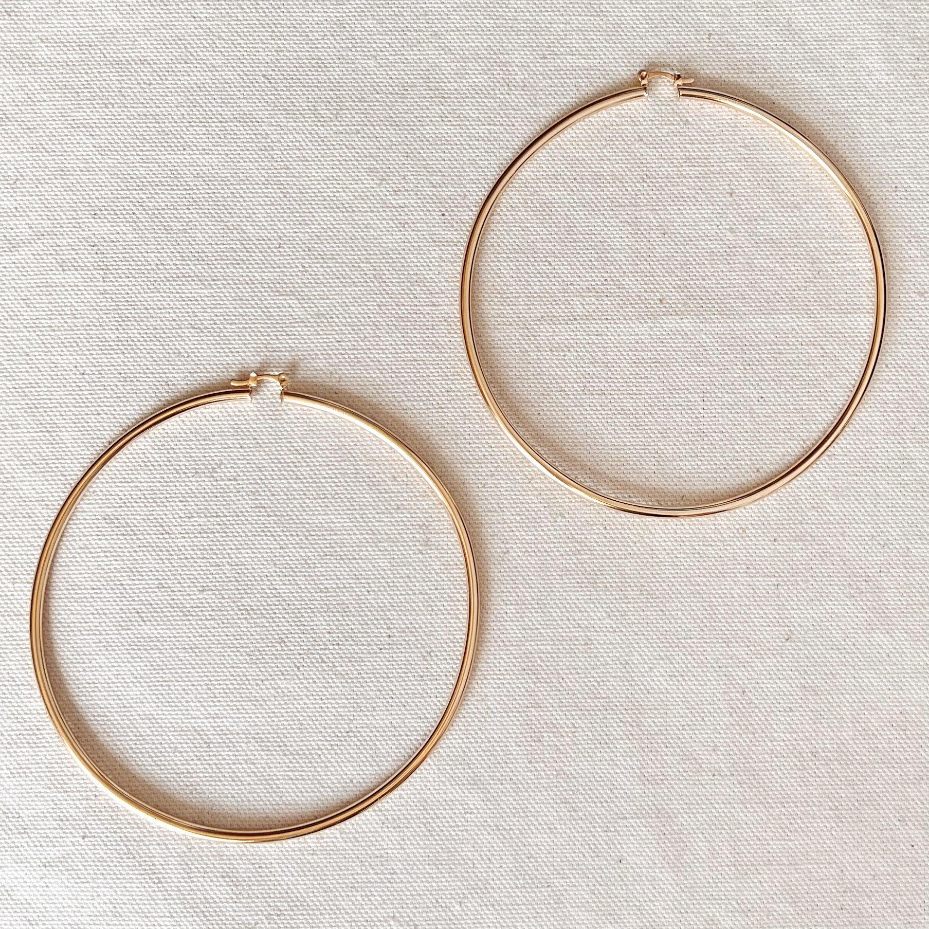 18K Gold Filled Oversized Selena Hoop Earrings for Women - Trendy Statement Jewelry for Parties, Weddings & Everyday Wear