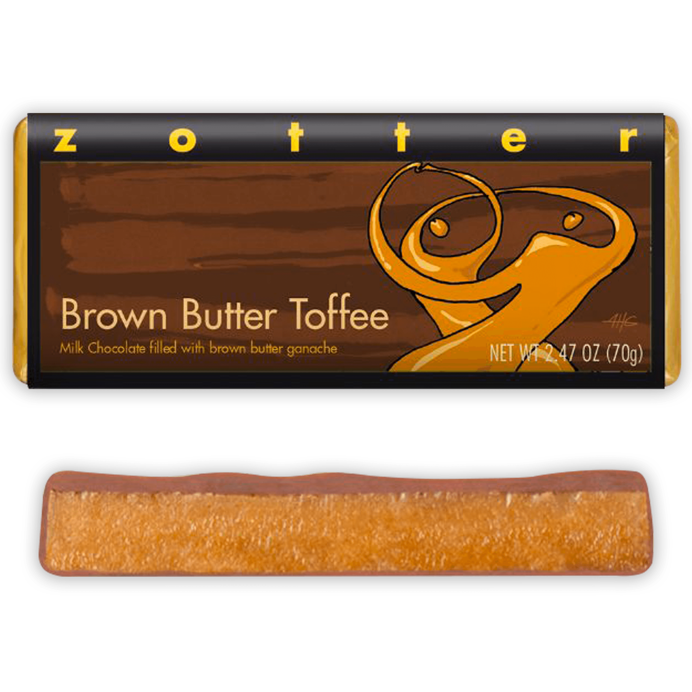 Zotter Brown Butter Toffee Filled Chocolate Bars - Premium Gourmet Candy for Gifts, Parties & Dessert Lovers