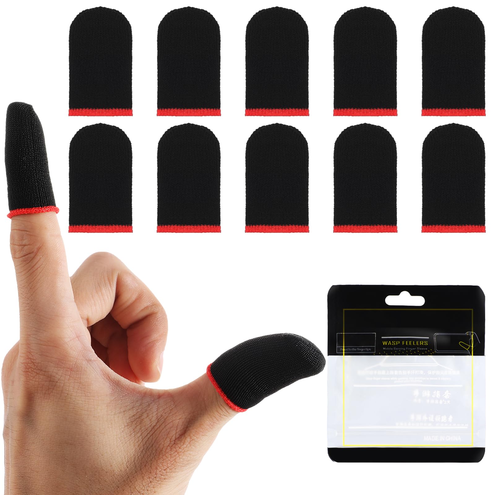 10Pcs Anti-Sweat Gaming Finger Sleeves for Mobile Phones & Controllers - Superconductive Nanofiber Touchscreen Gloves for Enhanced Grip & Precision (Perfect for PUBG, Fortnite & Esports)