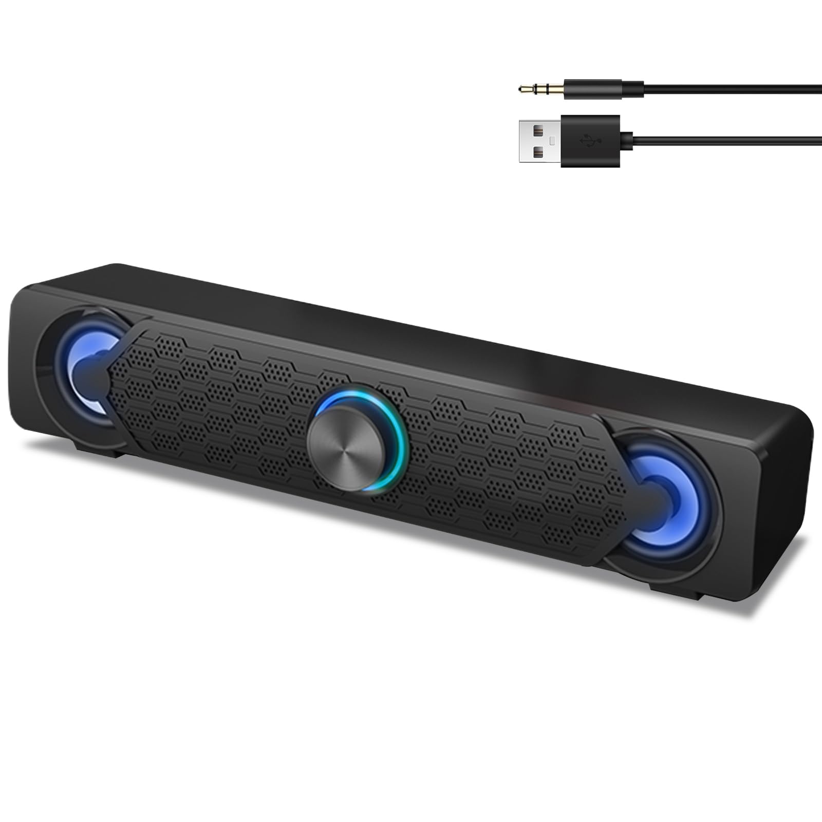 Premium RGB PC Gaming Speakers with Cool LED Lights - USB Powered Computer Soundbar for Desktop, Laptop & Monitor - Perfect for Gaming, Music & Home Office Setup