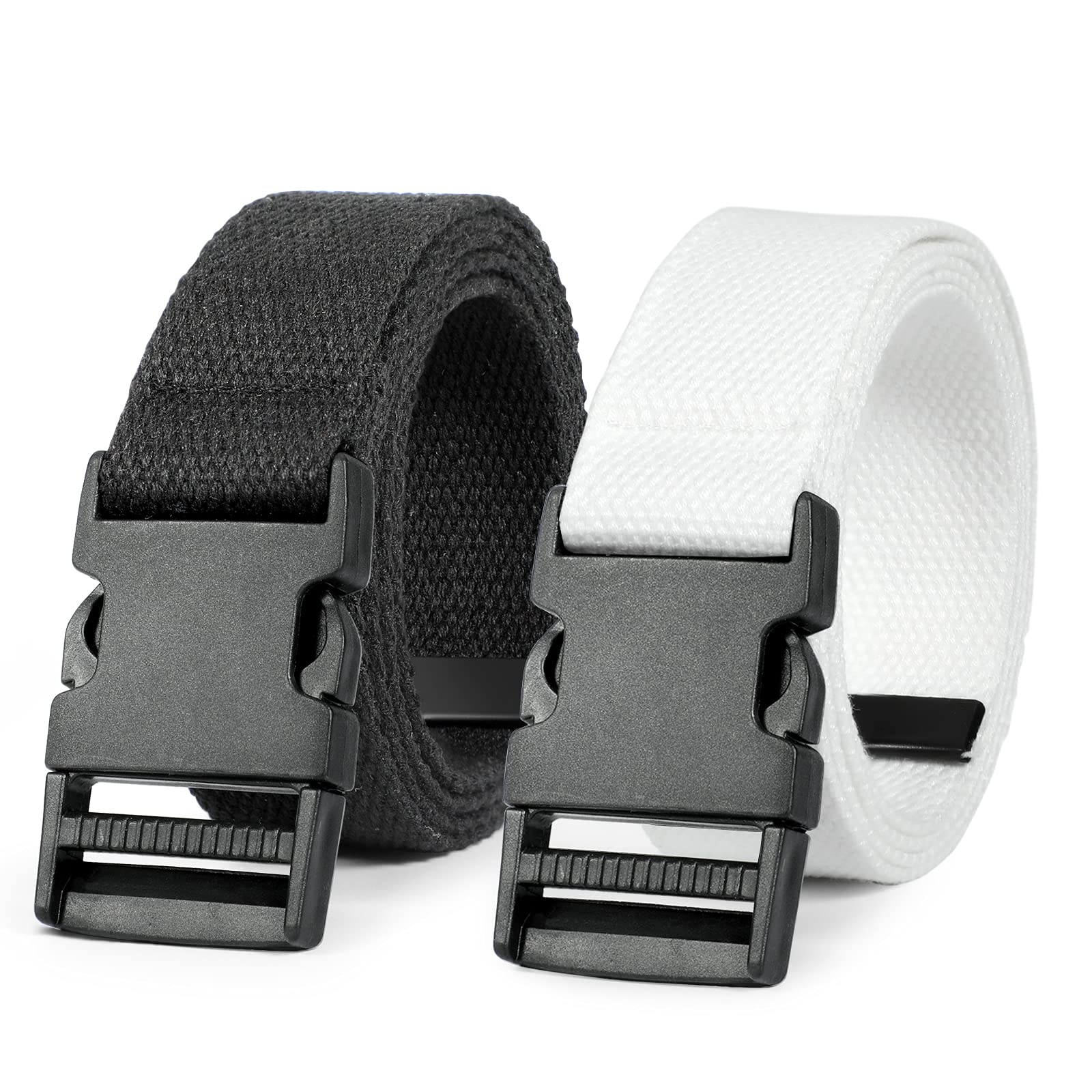 SANSTHS Women's Hip Hop Streetwear Canvas Long Belt - Black Cargo Belt with Flat Plastic Buckle for Jeans, Dresses & Urban Fashion | Perfect for Casual Outfits, Street Style & Everyday Wear
