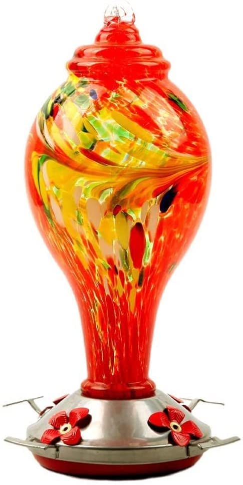 Clear Outdoor Stained Glass Hanging Bird Feeder - Water Dispenser for Wild Birds & Pets - Perfect for Garden, Patio, and Backyard Bird Watching (Color: D)