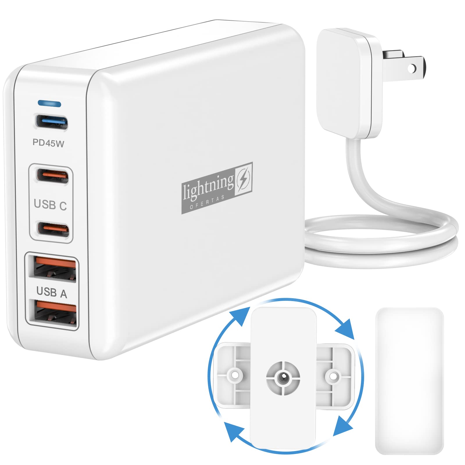100W USB C Fast Charger Block - 5 Ports (3C+2A) Multi-Port Charging Station for iPhone, iPad, MacBook Pro/Air - PD 3.0 Quick Charge Wall Adapter for Phones, Tablets, Laptops - Perfect for Home, Office & Travel Charging Needs