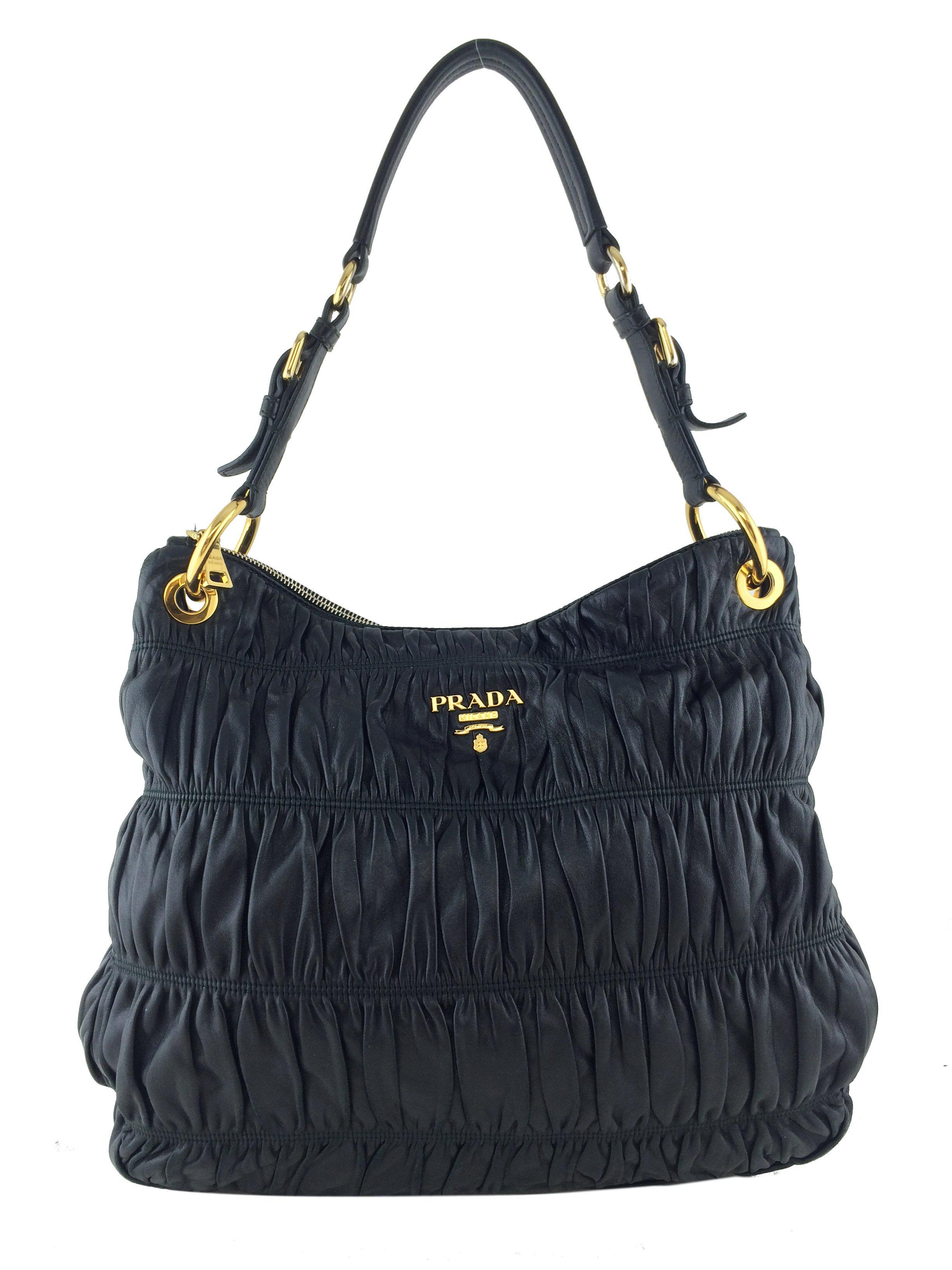 Prada Nappa Gaufre Zip Hobo Bag - Luxury Leather Shoulder Handbag for Women | Perfect for Work, Travel & Evening Events