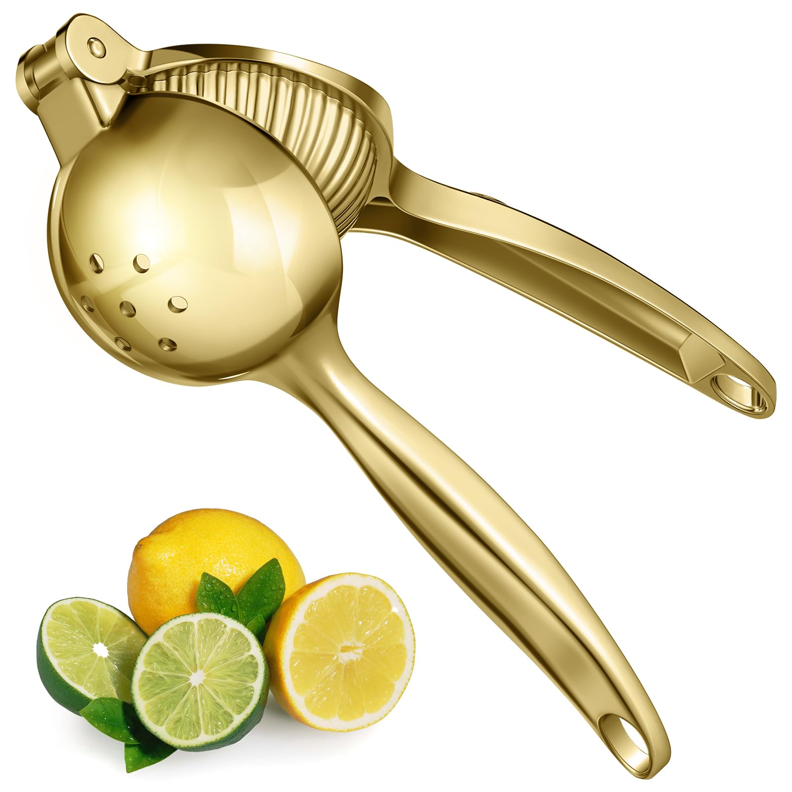 Premium Heavy Duty Lemon Squeezer - Stainless Steel Lime & Citrus Juicer Press for Fast, Seedless Juicing - Perfect for Cocktails, Lemonade & Cooking (Gold)