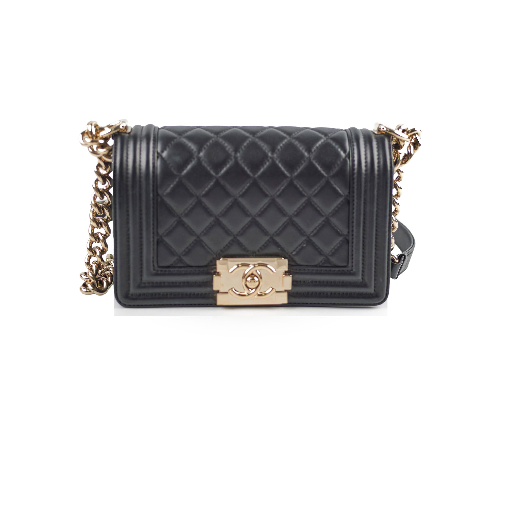 Chanel Small Boy Lambskin Black Leather Shoulder Bag 23 Series - Luxury Crossbody Purse for Women, Perfect for Evening Parties & Date Nights