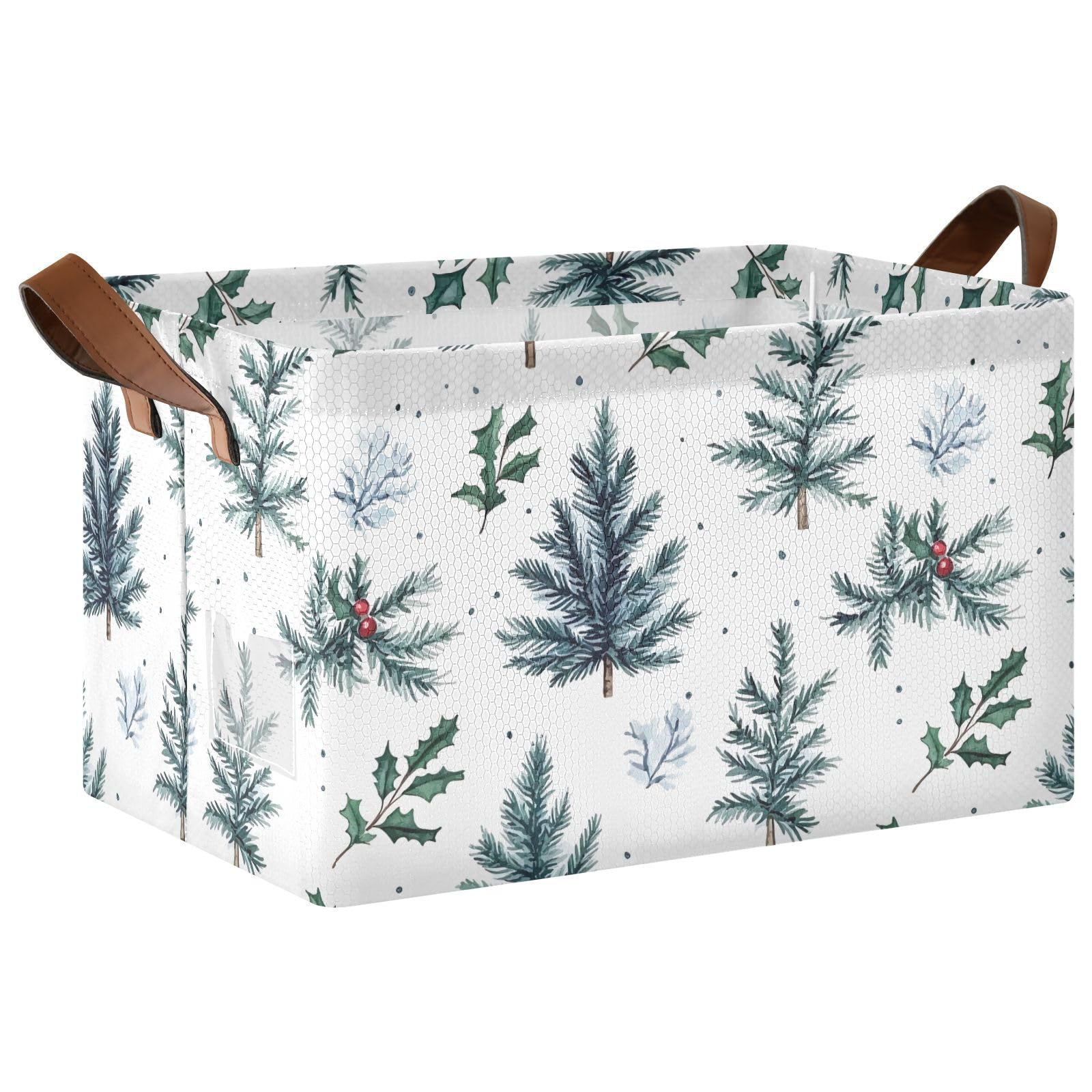 Foldable Pine Branch Storage Bins - Large Fabric Storage Box with Handles for Closet, Laundry Room & Shelves Organization | Perfect for Home, Office & Dorm Storage Solutions