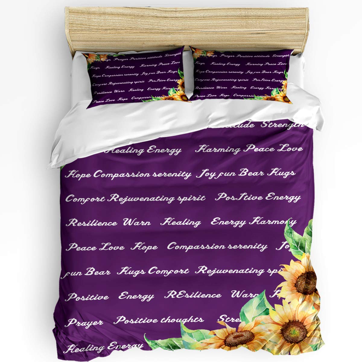 HELLOWINK 3-Piece Full Size Duvet Cover Set - Sunflower Printed Comforter Cover with 2 Pillow Shams | Lightweight Soft Bedding for Cozy Sleep | Perfect for Guest Rooms, Dormitories & Master Bedrooms