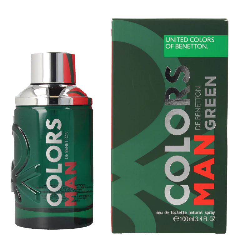 Benetton Colors Green 100ML Eau de Toilette Spray for Men - Fresh Citrus & Woody Fragrance for Daily Wear, Office & Date Nights