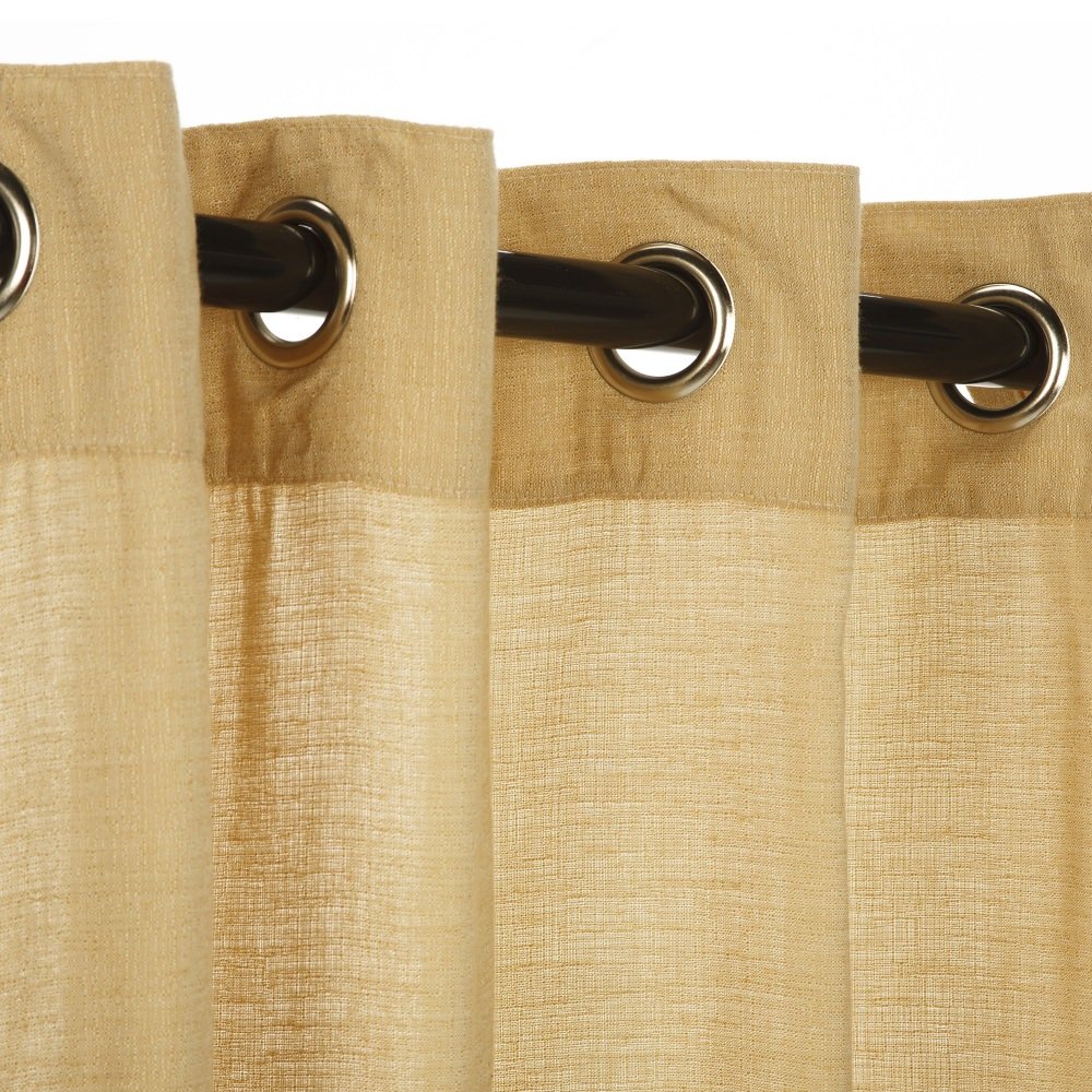 Sunbrella Outdoor Sheer Curtain with Nickel Grommets - Illusion Honey 50x96 Inches - Perfect for Patio, Deck, and Poolside Privacy