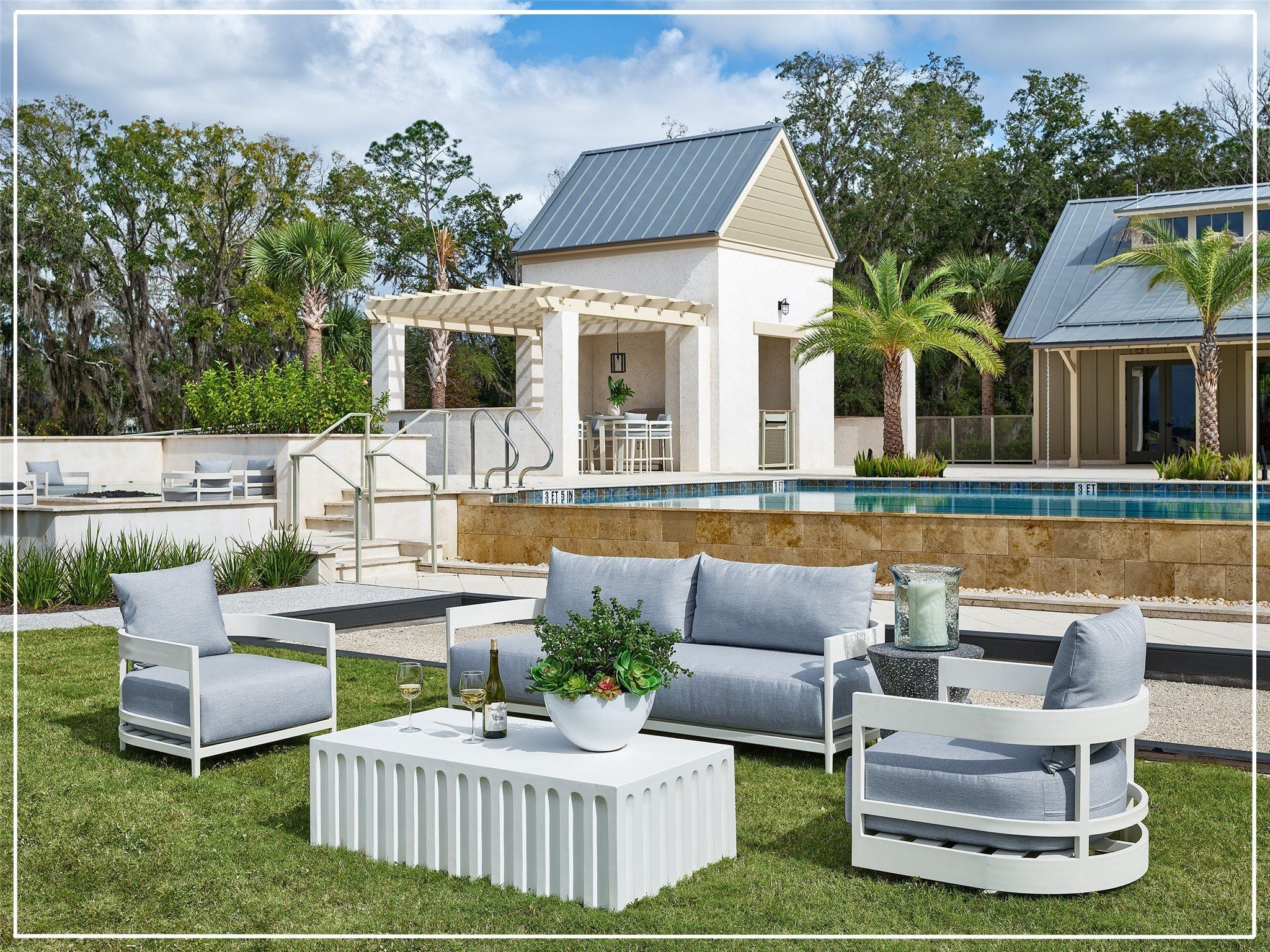 Universal Coastal Living Outdoor South Beach Sofa in Chalk Finish - Durable Weather-Resistant Patio Furniture for Beach House, Poolside & Garden Relaxation
