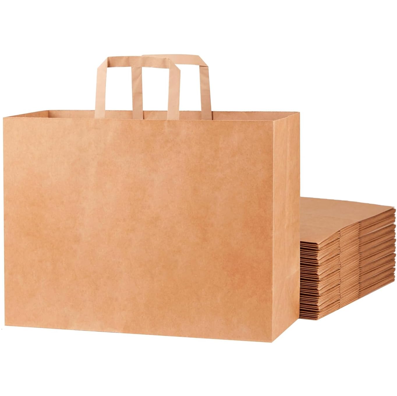 Eco-Friendly Brown Kraft Paper Bags with Handles - 50 Pack Reusable Shopping & Gift Bags (16x6x12 Inches) - Perfect for Retail Stores, Grocery Shopping, Party Favors & Sustainable Gift Wrapping