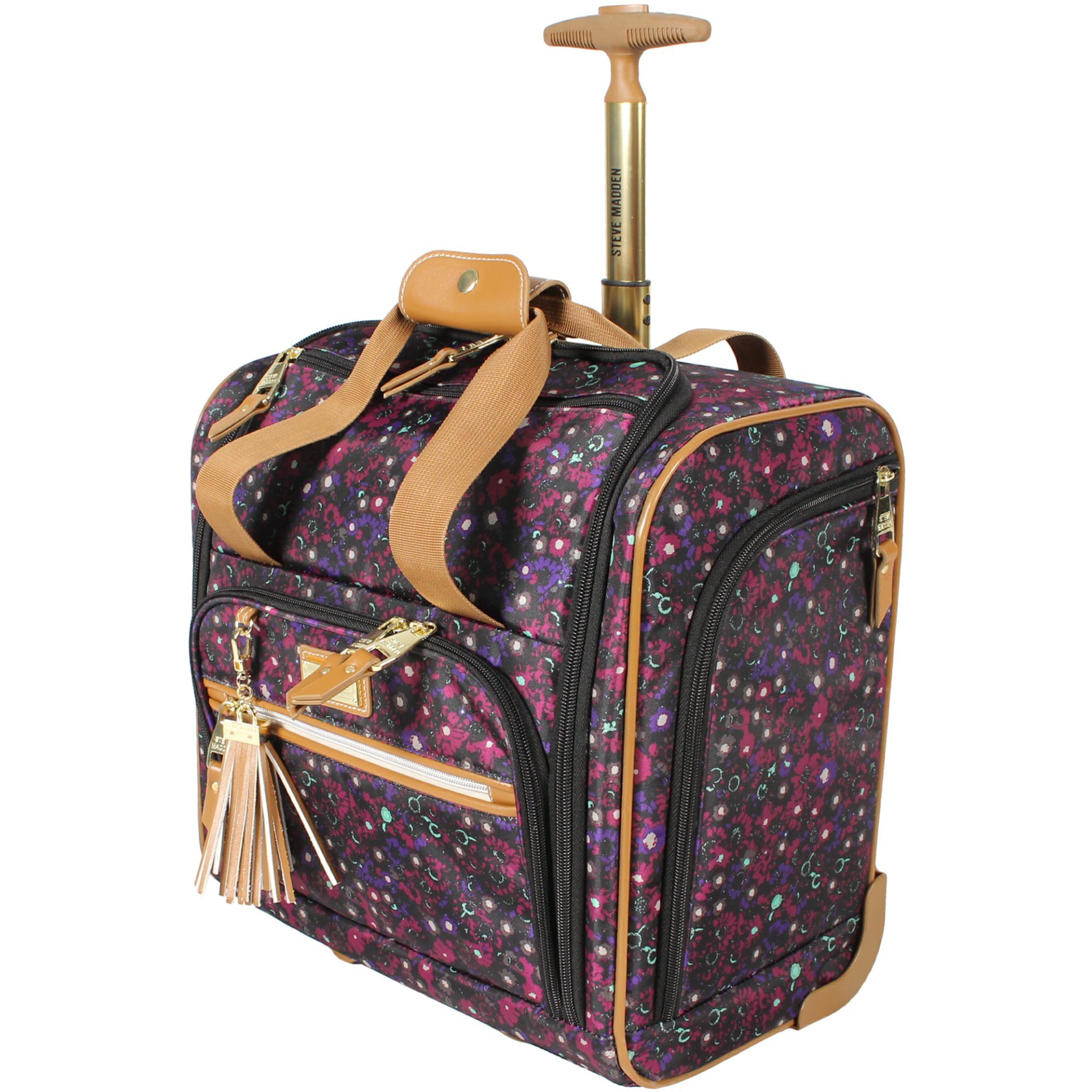 Steve Madden Designer 15 Inch Carry On Suitcase - Lightweight Spinner Luggage with 2 Wheels for Women, Perfect for Business Travel & Weekend Getaways (Dark Purple) | Under Seat Airplane Bag & Overnight Trip Essential