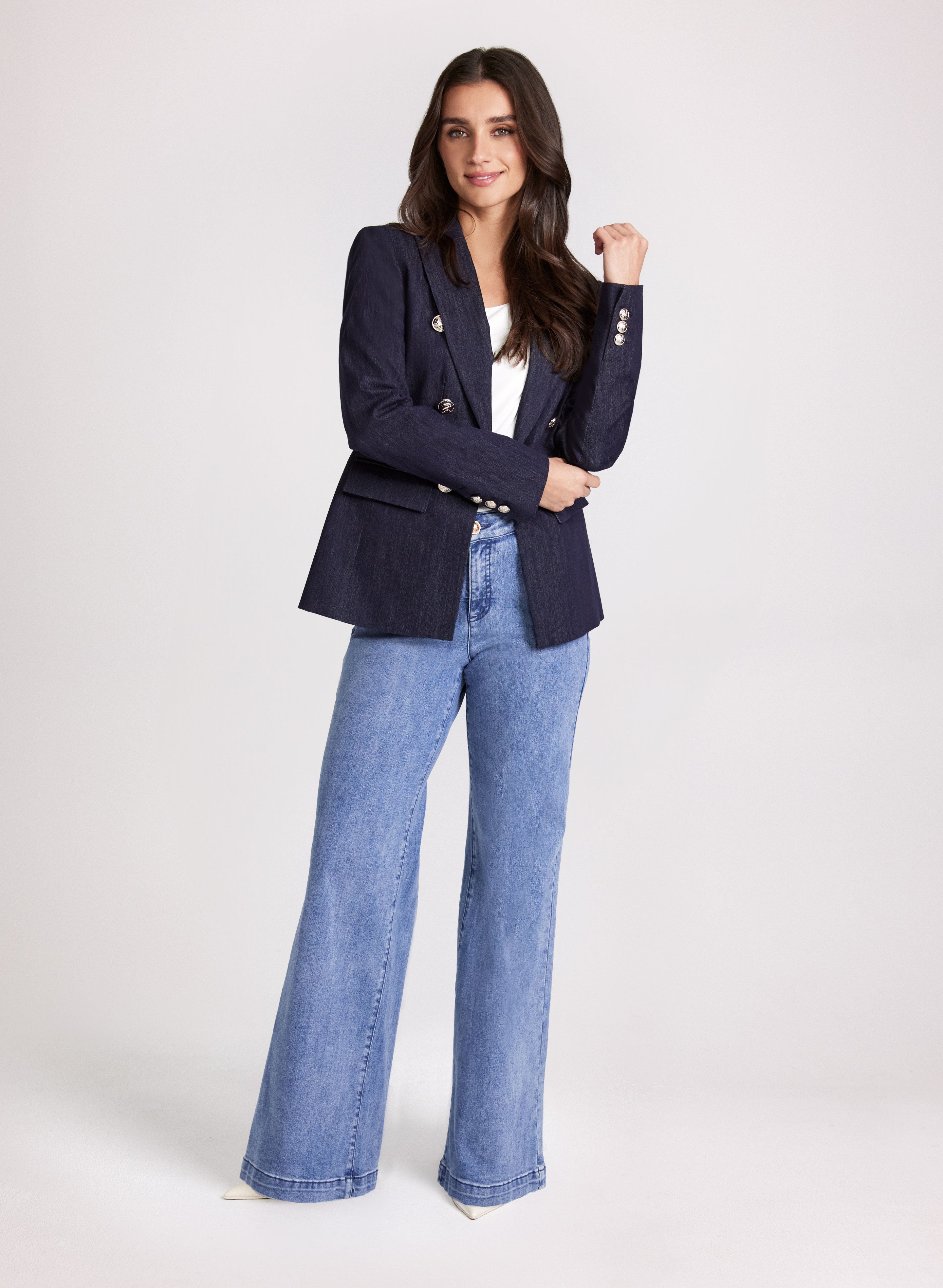 Vintage Button Denim Jacket & Distressed Faded Wide Leg Jeans Set - 90s Retro Outfit for Women | Casual Streetwear, Boho Chic Style, Perfect for Music Festivals & Date Nights