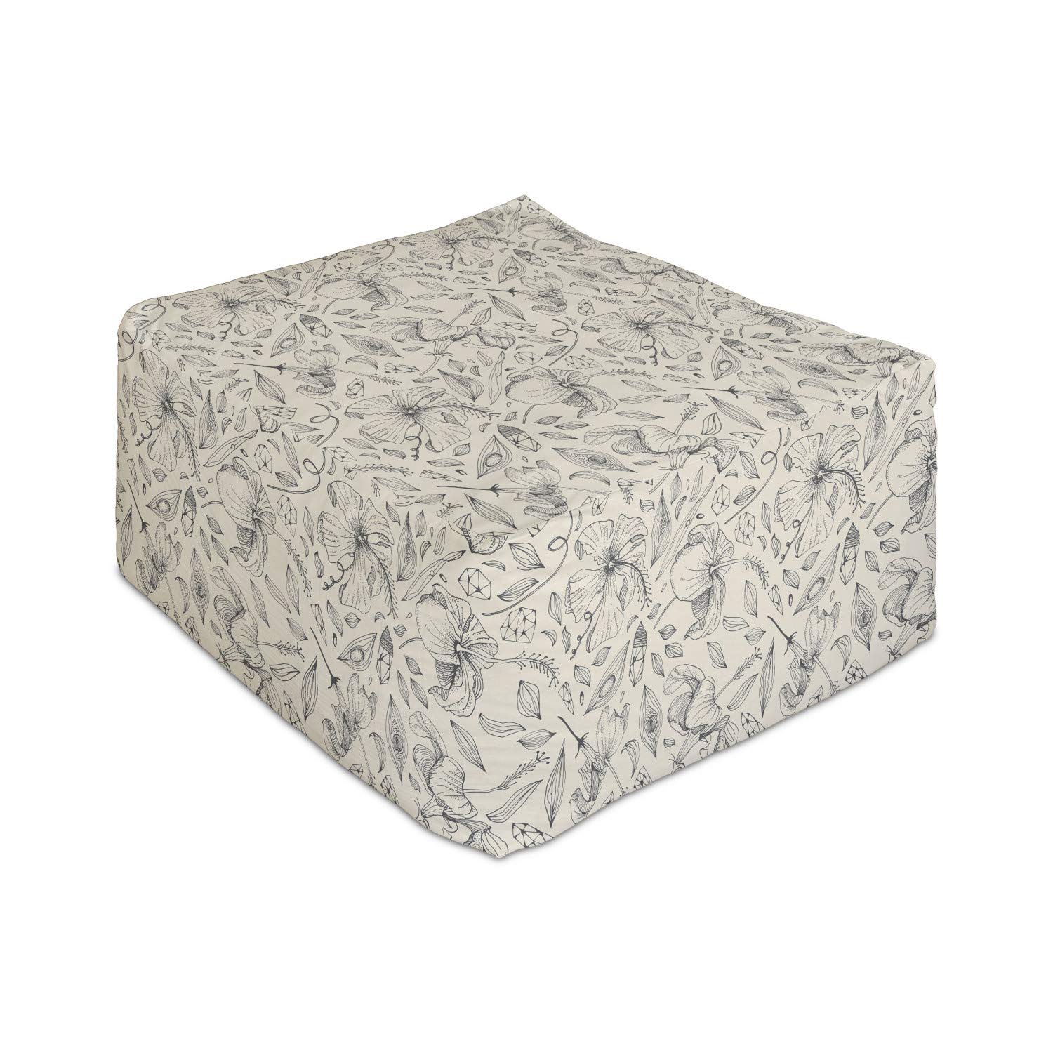 Ambesonne Bohemian Flower Pouf Ottoman - 25