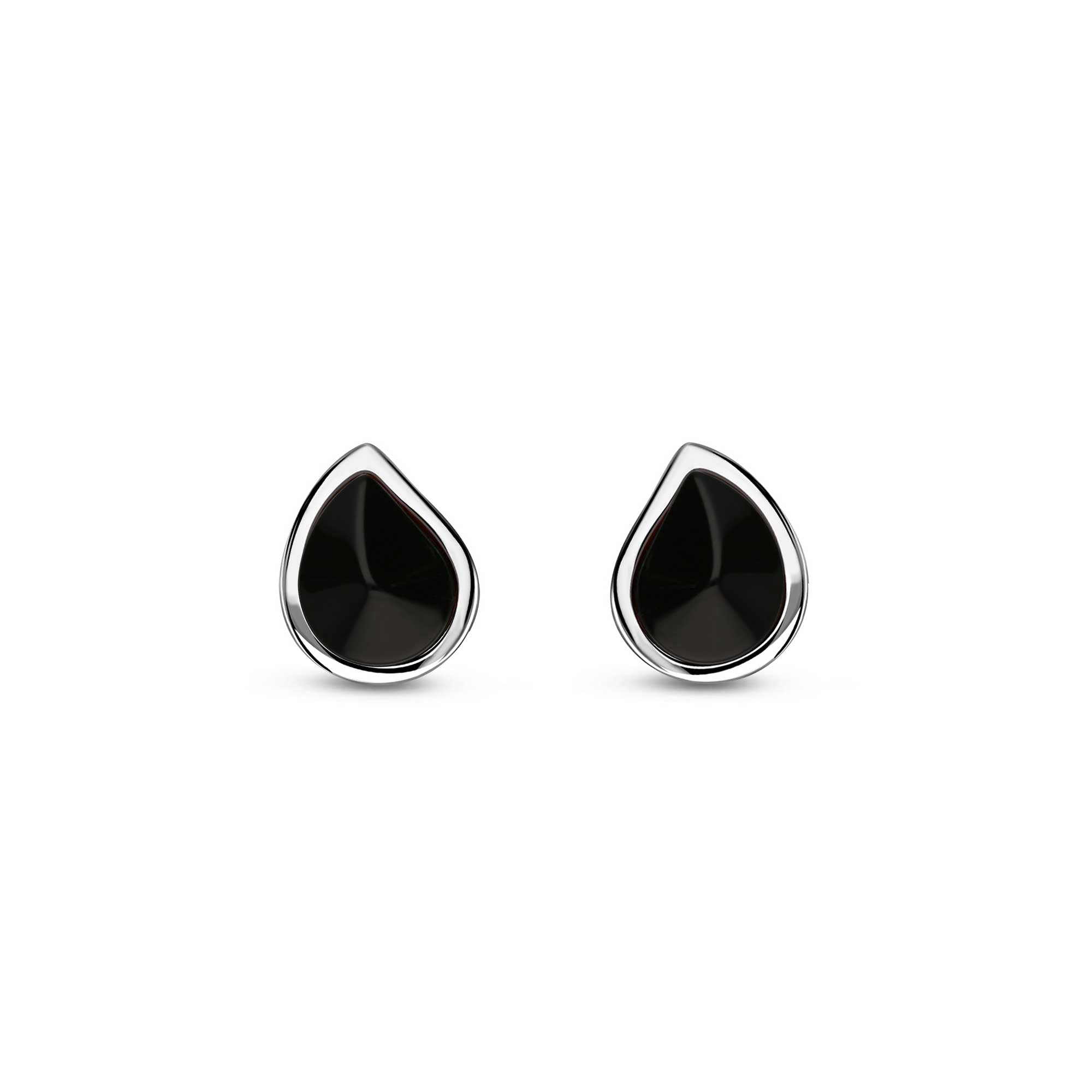 Sterling Silver Whitby Jet Pear Drop Stud Earrings for Women - Elegant Dangle Earrings for Everyday Wear & Special Occasions