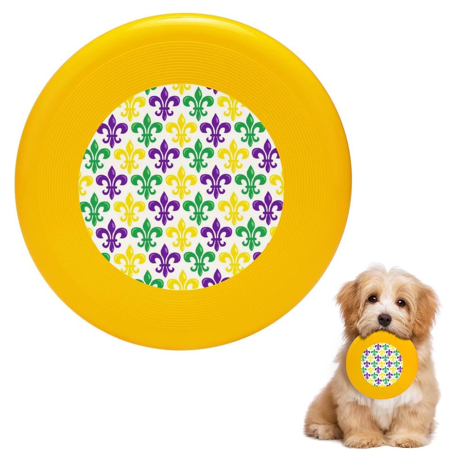**Mardi Gras Fleur De Lis Round Flying Disc Dog Toy - Durable Training & Fetch Disc for Active Dogs - Perfect for Outdoor Play, Beach, Park, and Backyard Fun**