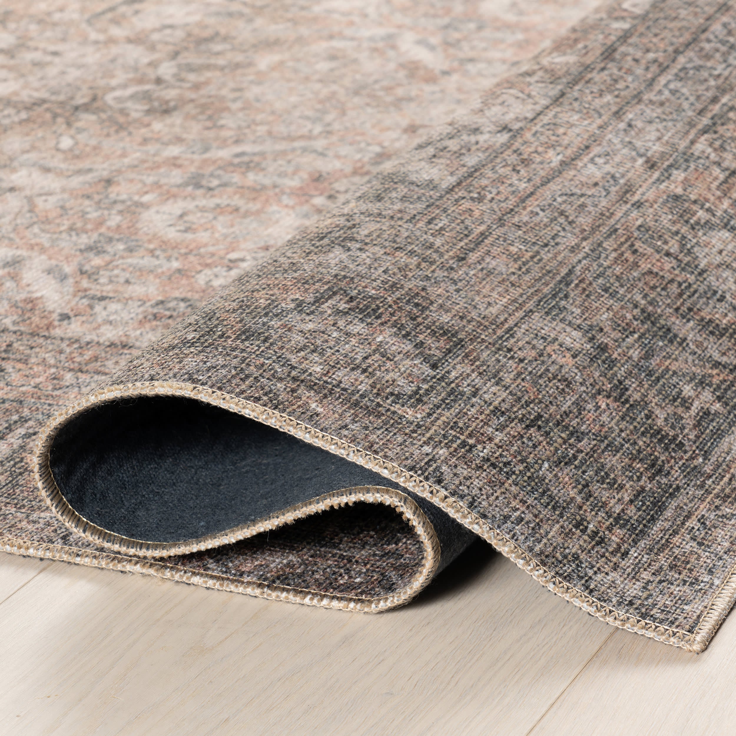 Frenchtown Antiqued Jute Blend Area Rug - Brown Natural Fiber Floor Mat for Living Room, Bedroom & Dining Room Decor