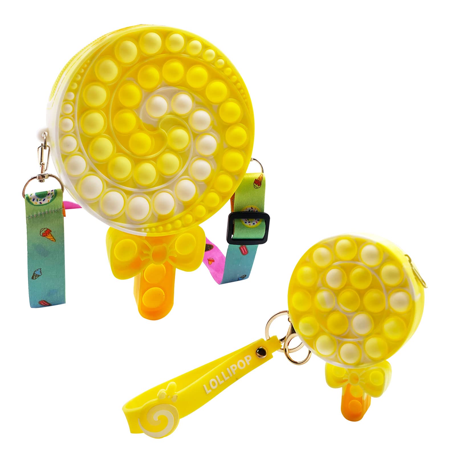 Cykapu Pop Fidget Purse for Girls & Women - 2 Pack Lollipop Push Pop Sensory Toy Crossbody Shoulder Bag - Stress Relief & Anxiety Relief for Kids, Teens & Adults - Perfect for School, Travel & Daily Use