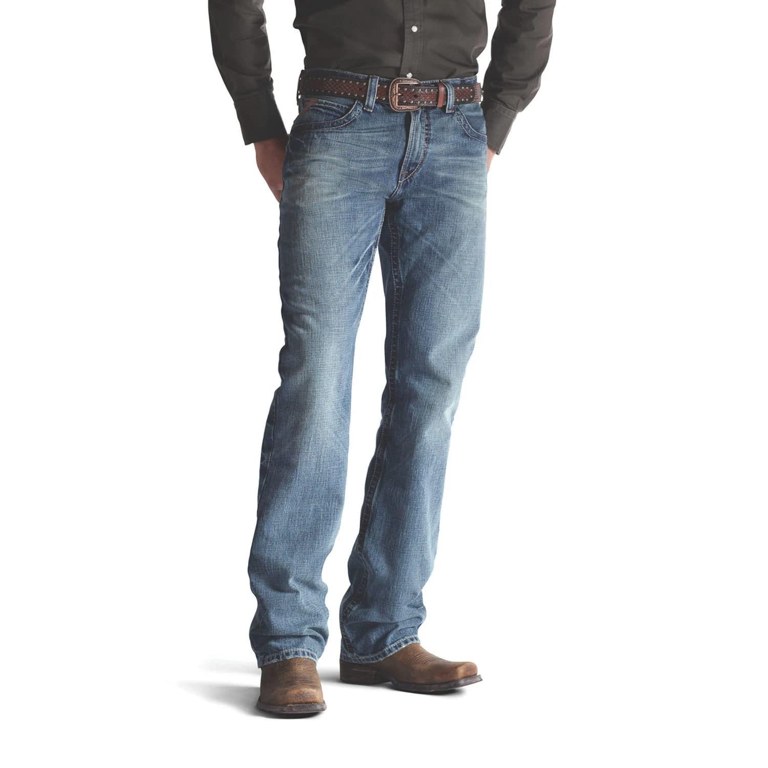 ARIAT Men's Straight Fit Jeans - Comfortable & Durable Denim Pants for Casual Wear, Work & Outdoor Activities