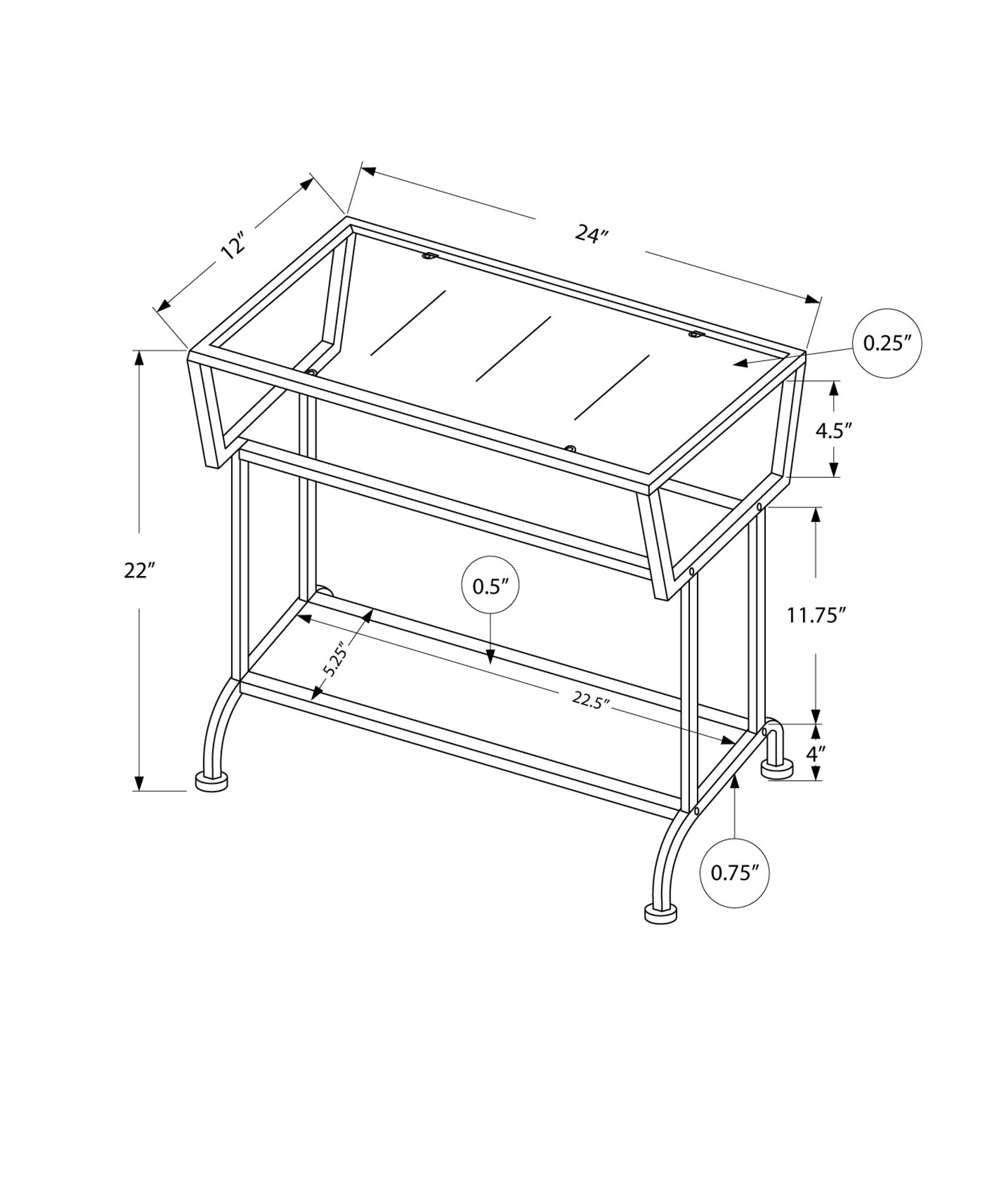 Modern Accent Table 22 Inch Height in White & Silver with Tempered Glass Top - Perfect for Living Room, Bedroom, or Office Decor