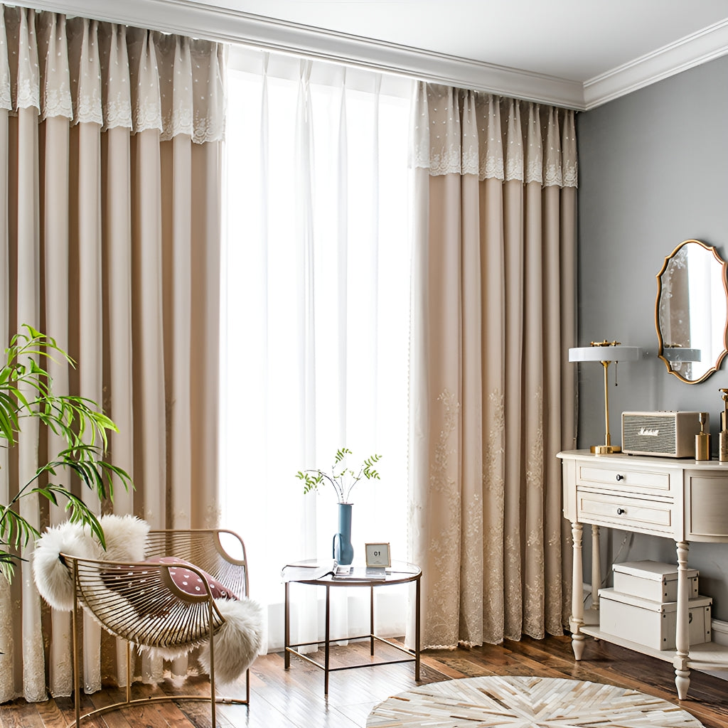 Aniya Two-Layer Room Darkening Blackout Custom Curtains - Thermal Insulated Window Drapes for Bedroom, Living Room & Nursery