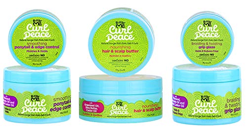 Just For Me Kids Curl Peace Hair Care Combo - Edge Control, Scalp Butter & Grip Glaze for Natural Curly Hair - Perfect for Daily Styling & Protective Hairstyles for Black Children