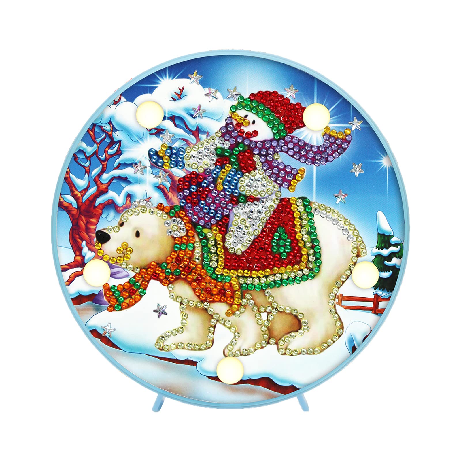 5D Diamond Painting Christmas Snowman LED Night Light - DIY Crystal Art Crafts, Battery Operated Table Lamp for Bedroom, Desk & Nightstand Decor | Perfect Holiday Gift & Cozy Winter Night Ambience