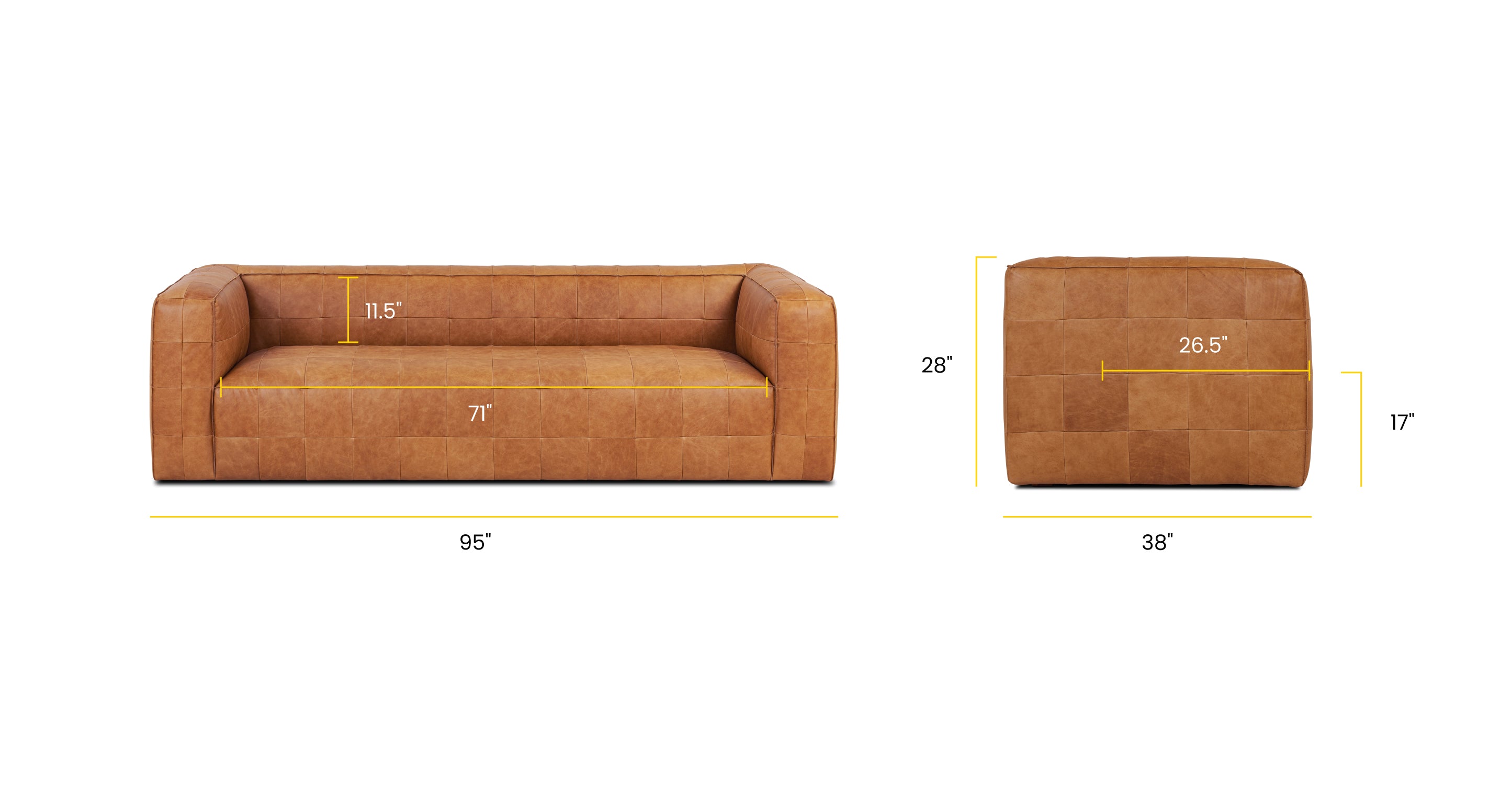 Modern Mosaic 95 Sofa - Stylish and Comfortable 3-Seater Couch for Living Room, Lounge, or Office - Perfect for Relaxing, Entertaining, and Home Decor
