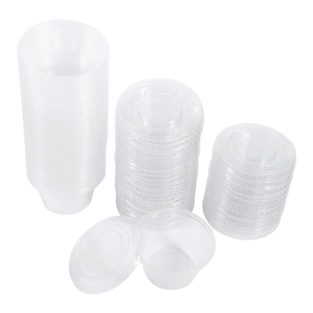 Greensen 2 oz Disposable Plastic Cups with Lids - 50 Pack Small Portion Control Containers for Jello Shots, Sauces, Salad Dressings, Sushi & Medicine | Perfect for Parties, Catering & Meal Prep