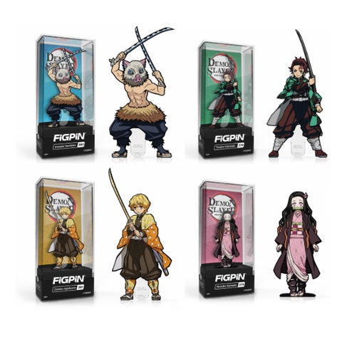 Demon Slayer Anime Enamel Pin Set - 4 Piece Collectible FigPins for Fans | Perfect for Backpacks, Jackets & Cosplay Accessories