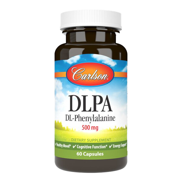 Carlson Labs DLPA 500mg - 60 Capsules | DL-Phenylalanine Supplement for Mood Support & Pain Relief | Supports Focus & Energy | Perfect for Stress Management & Daily Wellness