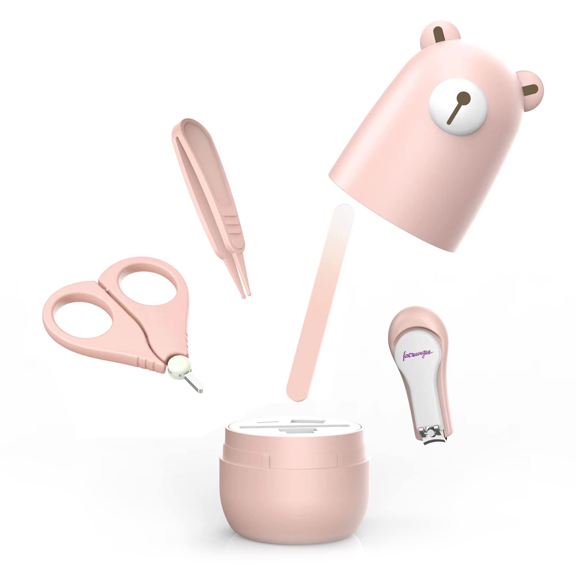 **Baby Nail Clippers Set with Cute Case - Safe Infant Manicure & Pedicure Kit for Newborns, Toddlers & Kids | Perfect Baby Shower Gift & New Parent Essentials (Pink Bear Design) | Gentle Grooming for Healthy Nails at Home or Travel**