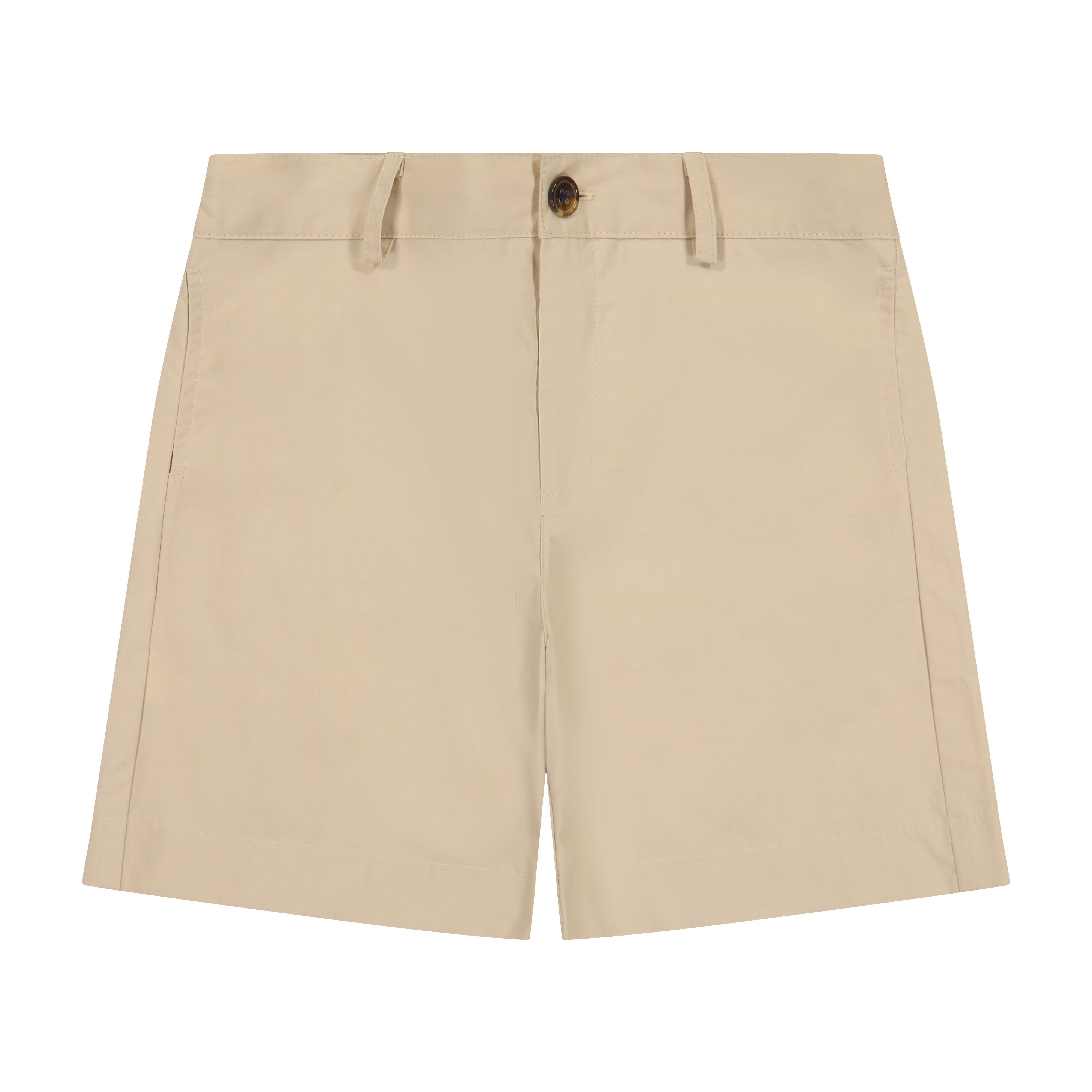 Alex Boys Flat Front Shorts - Khaki Cotton Poplin Casual Pants for Summer, School & Outdoor Activities