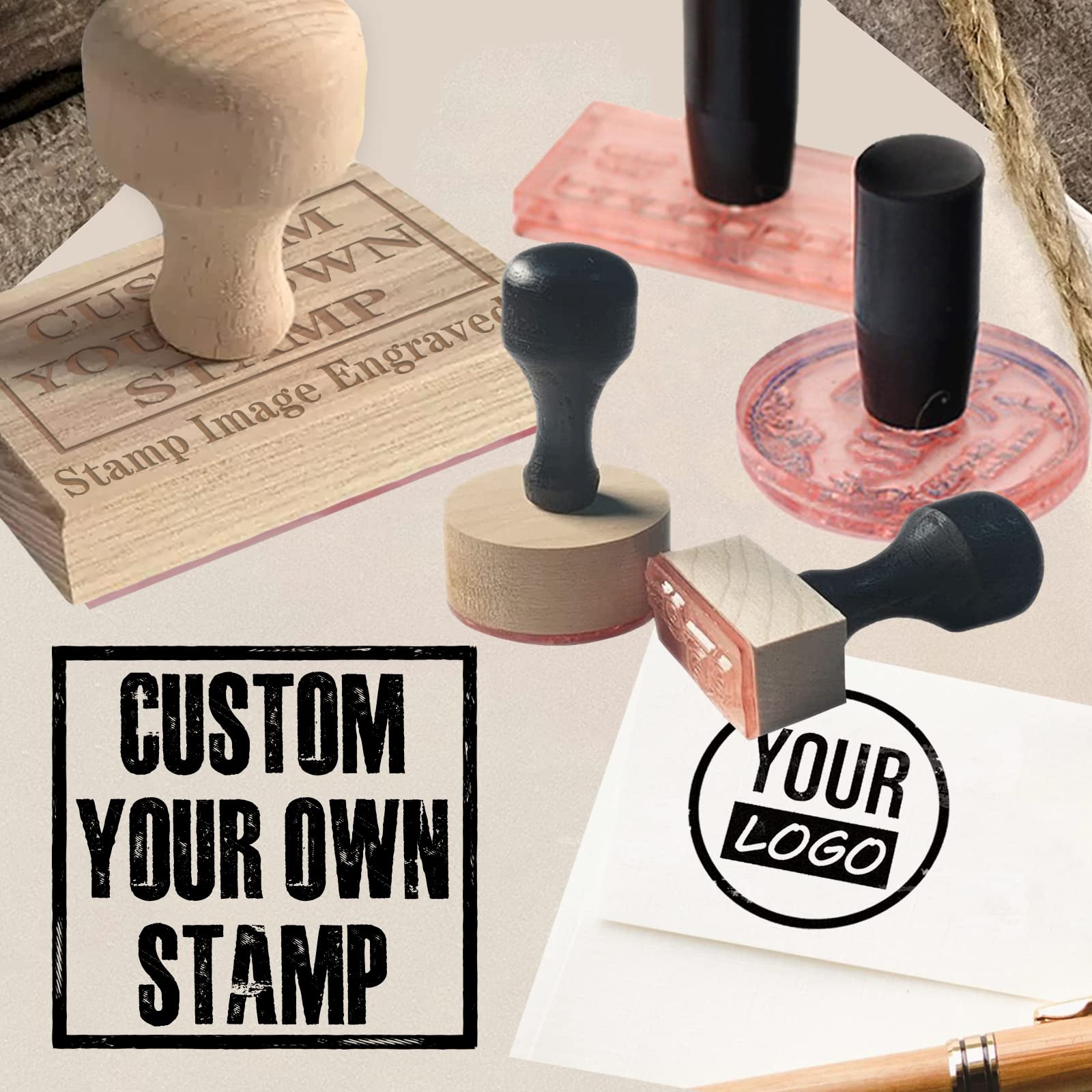Custom Logo Stamp - Personalized Rubber Stamp for Business & Crafting - 1