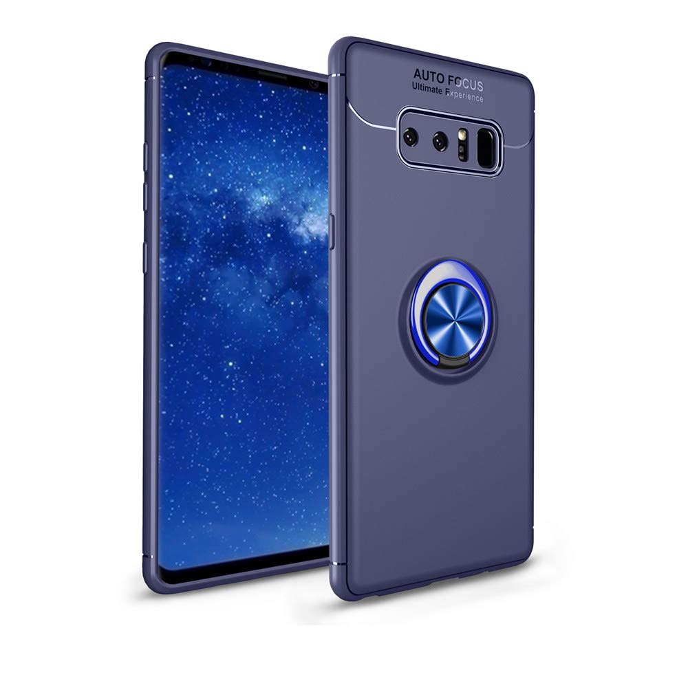 EMAXELER Samsung Galaxy Note 8 Case - Shockproof Slim TPU Cover with 360° Magnetic Car Mount & Rotating Ring Holder | Anti-Scratch Protective Phone Case for Galaxy Note 8 (Blue) | Perfect for Driving, Work & Outdoor Activities