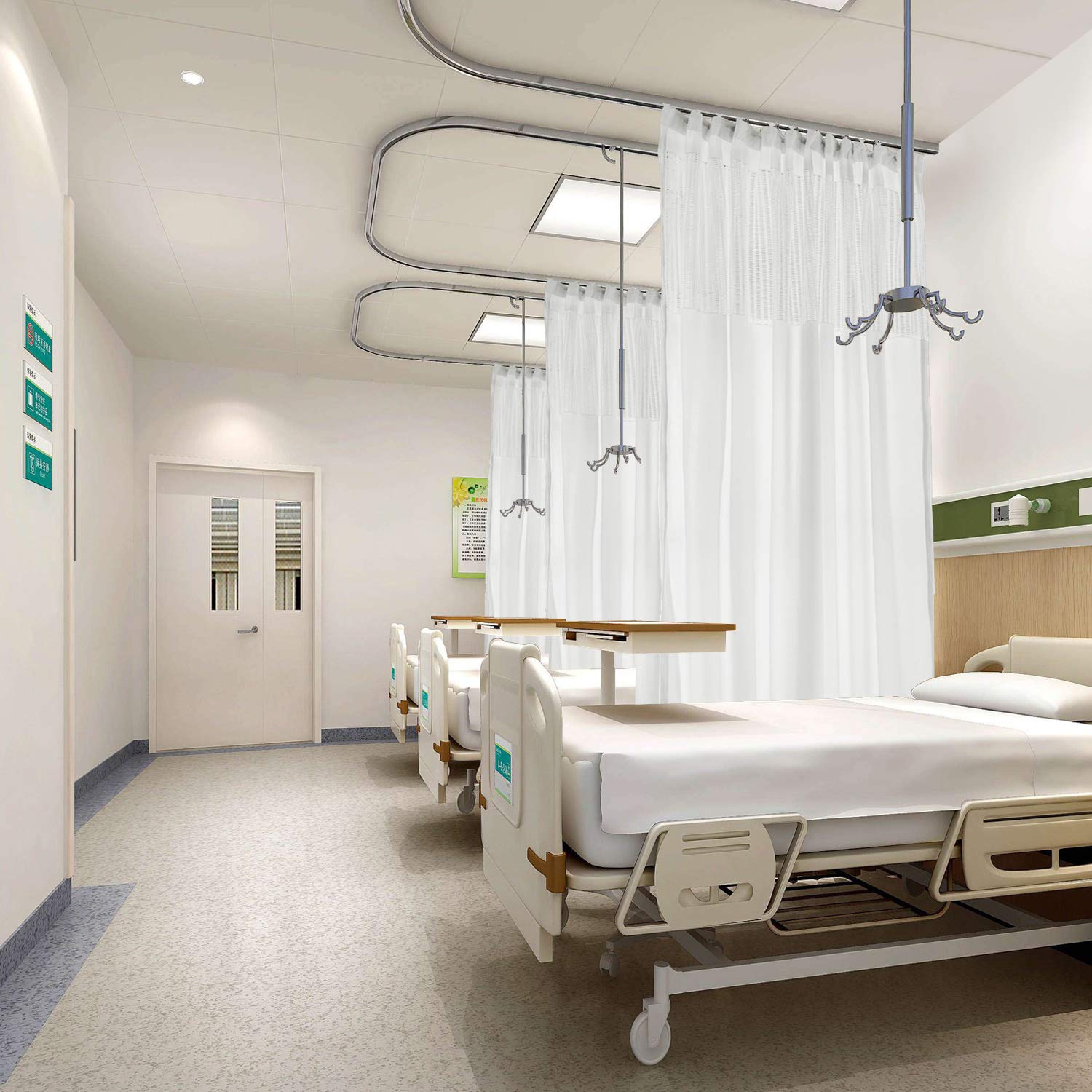 ChadMade 15ft Wide x 7ft Tall Hospital Privacy Curtain with Flat Hooks - Medical Grade Fabric for Clinics, SPA, Labs & Cubicles - White 1 Panel Divider Screen - Ideal for Patient Rooms, Exam Areas & Private Spaces