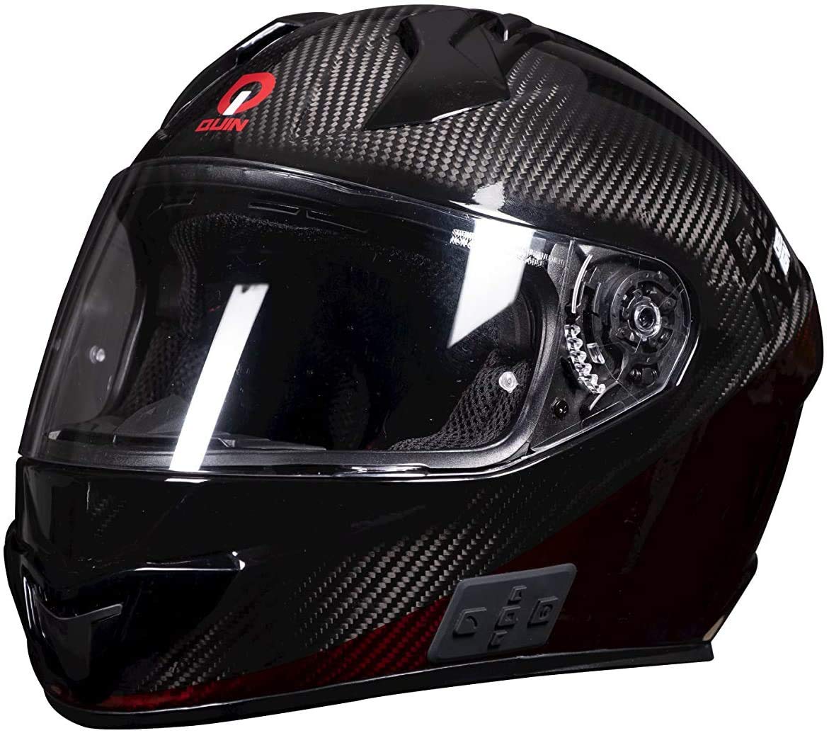 Quin Umbra Carbon Smart Helmet - DOT & ECE Certified Full Face Motorcycle Helmet for Men & Women - Lightweight & Durable for Street Riding, Racing & Adventure
