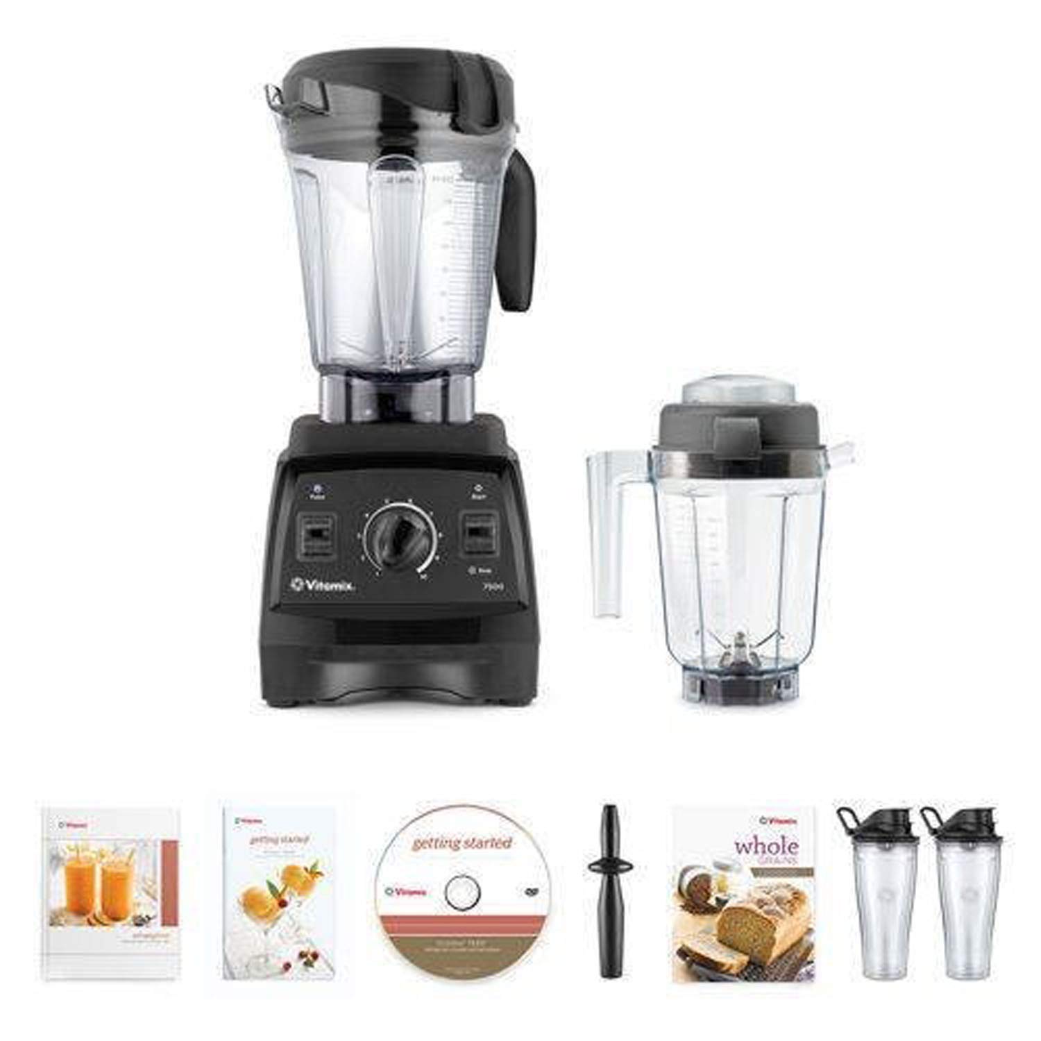 Vitamix 7500 Professional Blender Set with 32oz Dry Grains Container & 2-20oz Travel Cups - Black | Perfect for Smoothies, Nut Butters & Meal Prep at Home