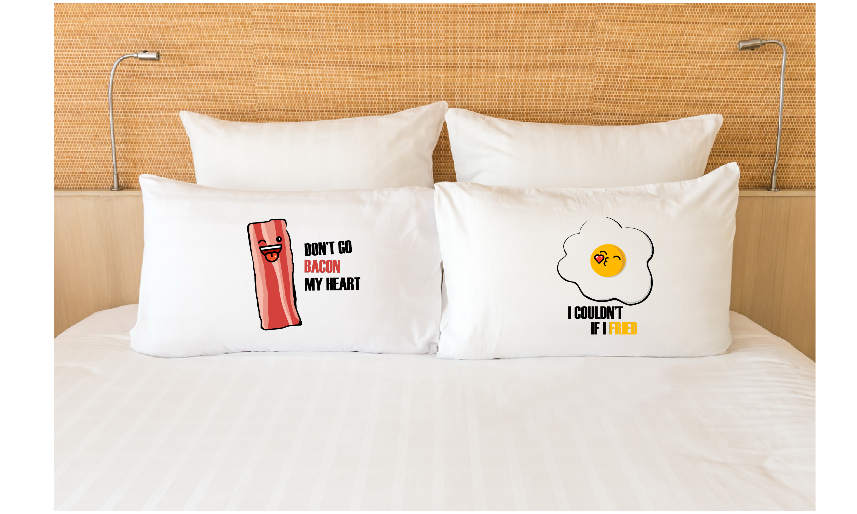 Funny Bacon and Egg Matching Couple Pillowcases - Cute Breakfast Themed Bedding for Couples, Gifts for Him and Her - Perfect for Valentine's Day, Anniversaries, and Romantic Home Decor