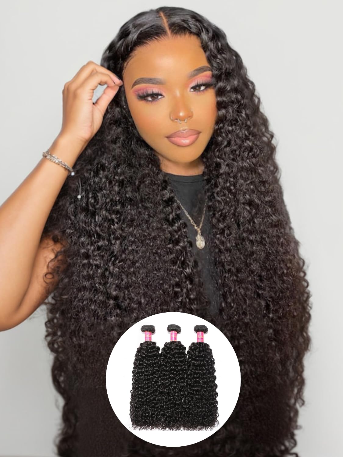 Nadula 100% Unprocessed Virgin Malaysian Jerry Curly Human Hair Weave - 3 Bundles (26, 24, 22 Inches) Natural Color Hair Extensions for Women | Perfect for Daily Styling, Special Occasions & Protective Hairstyles