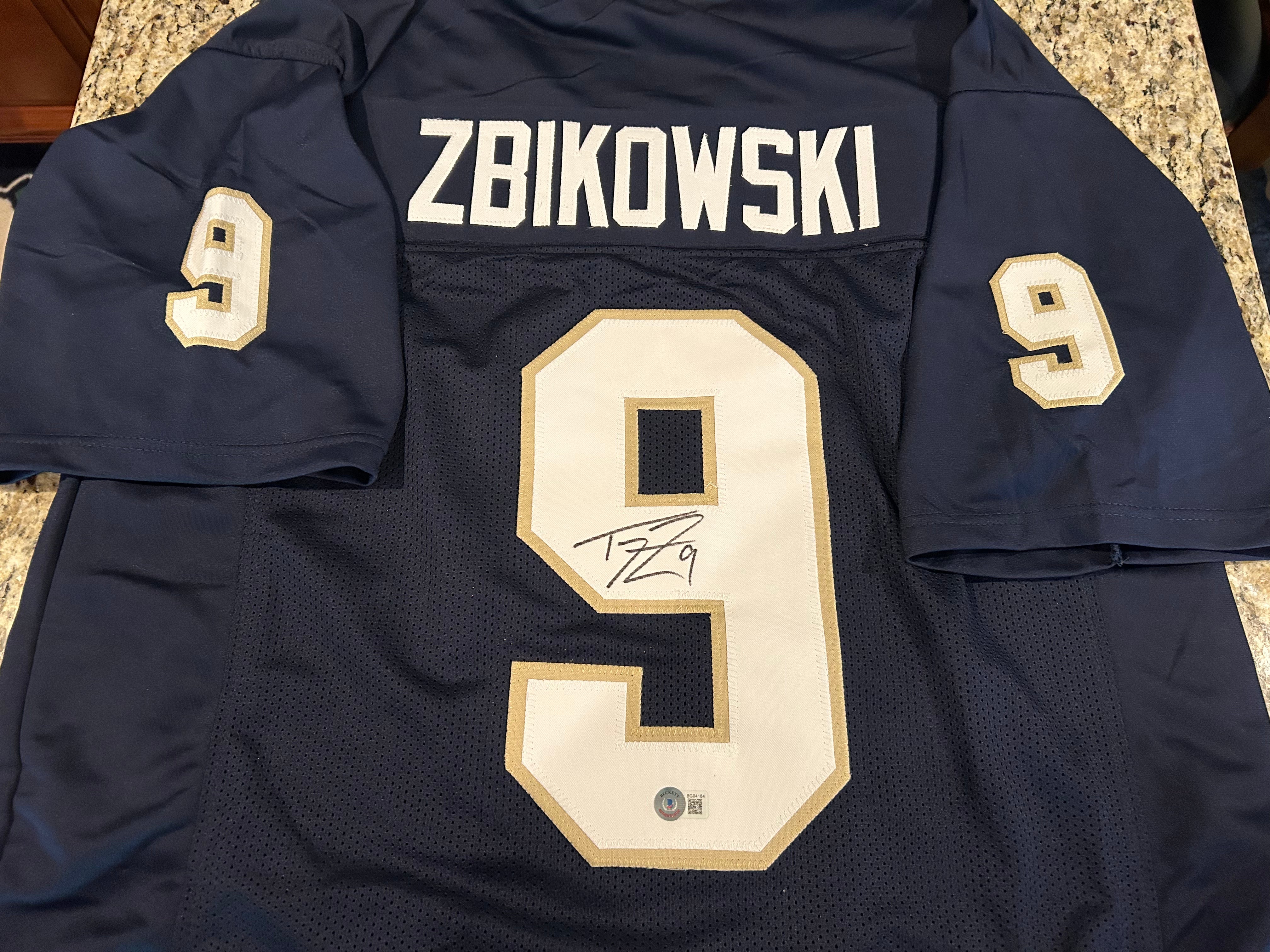 Tommy Zbikowski Autographed Notre Dame Fighting Irish Blue Football Jersey - Authentic Signed Collectible for Fans, Memorabilia, and Sports Decor