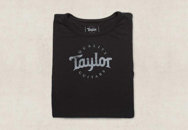 Taylor Guitars Official Ladies' Black & White Logo T-Shirt - Comfortable Cotton Tee for Music Lovers, Concerts & Casual Wear