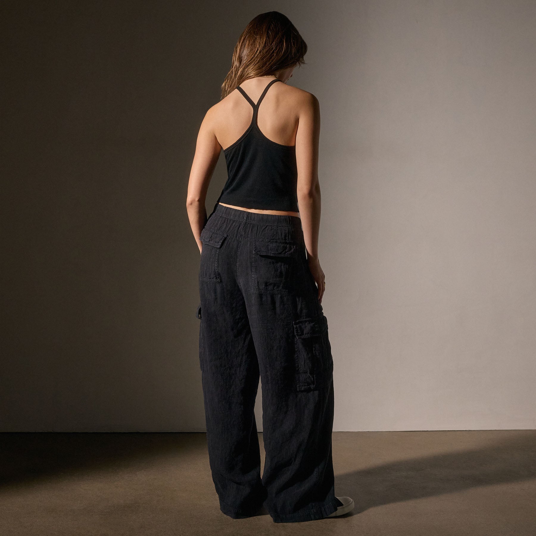 Soft Cotton Cashmere Ribbed Racerback Tank Top for Women - Black | Slim Fit Stretch Camisole | Perfect for Layering, Yoga & Casual Wear