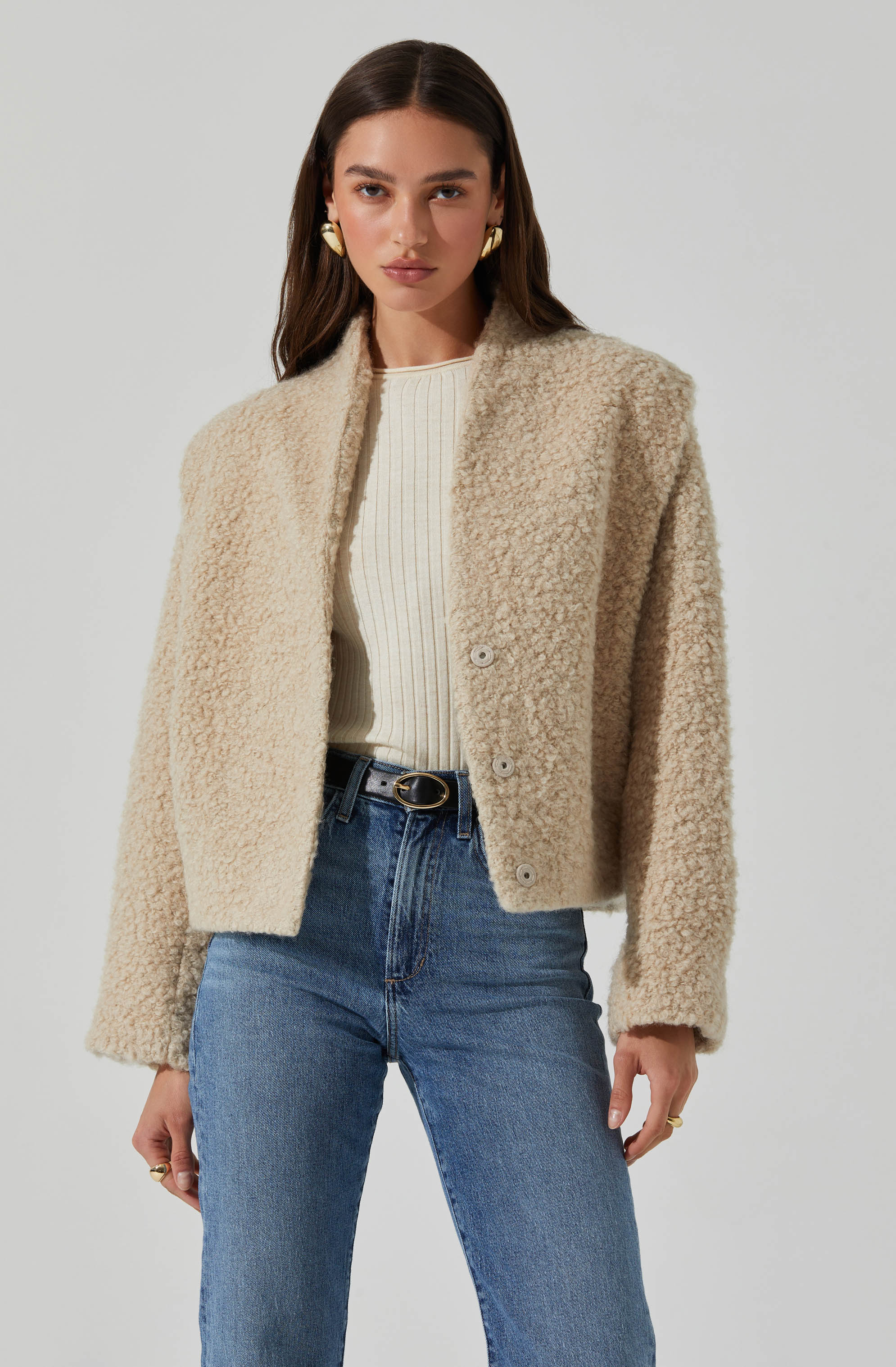 Nona Boxy Collarless Jacket for Women - Trendy Oversized Blazer Coat for Office, Casual Outfits & Fall Fashion