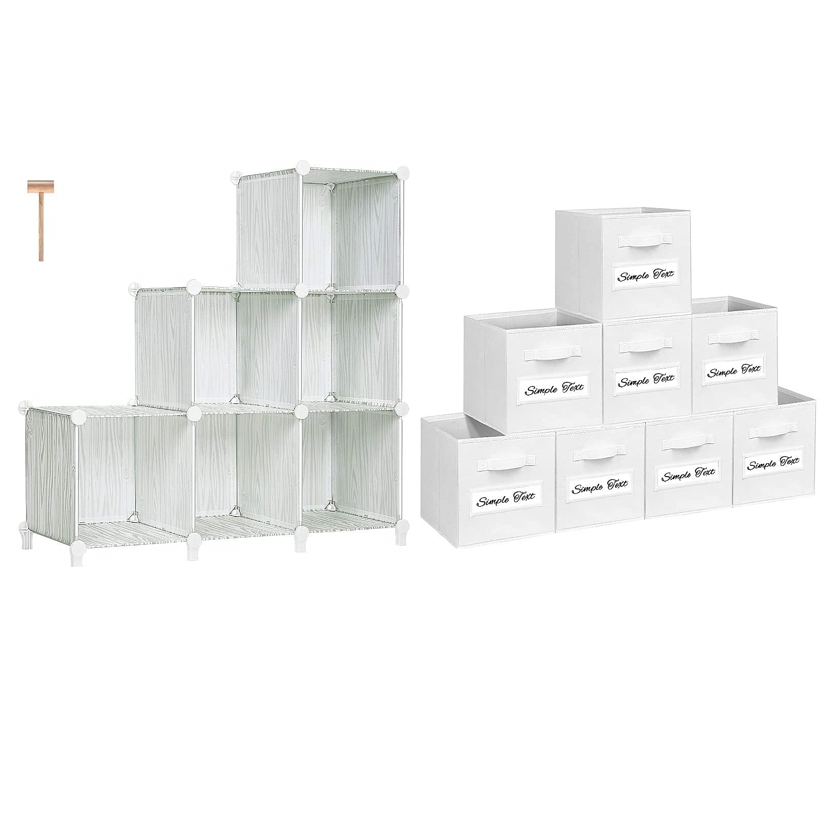 TomCare 6-Cube Closet Organizer with 8 Storage Bins - Foldable Cube Storage Shelves for Bedroom, Nursery & Office Organization
