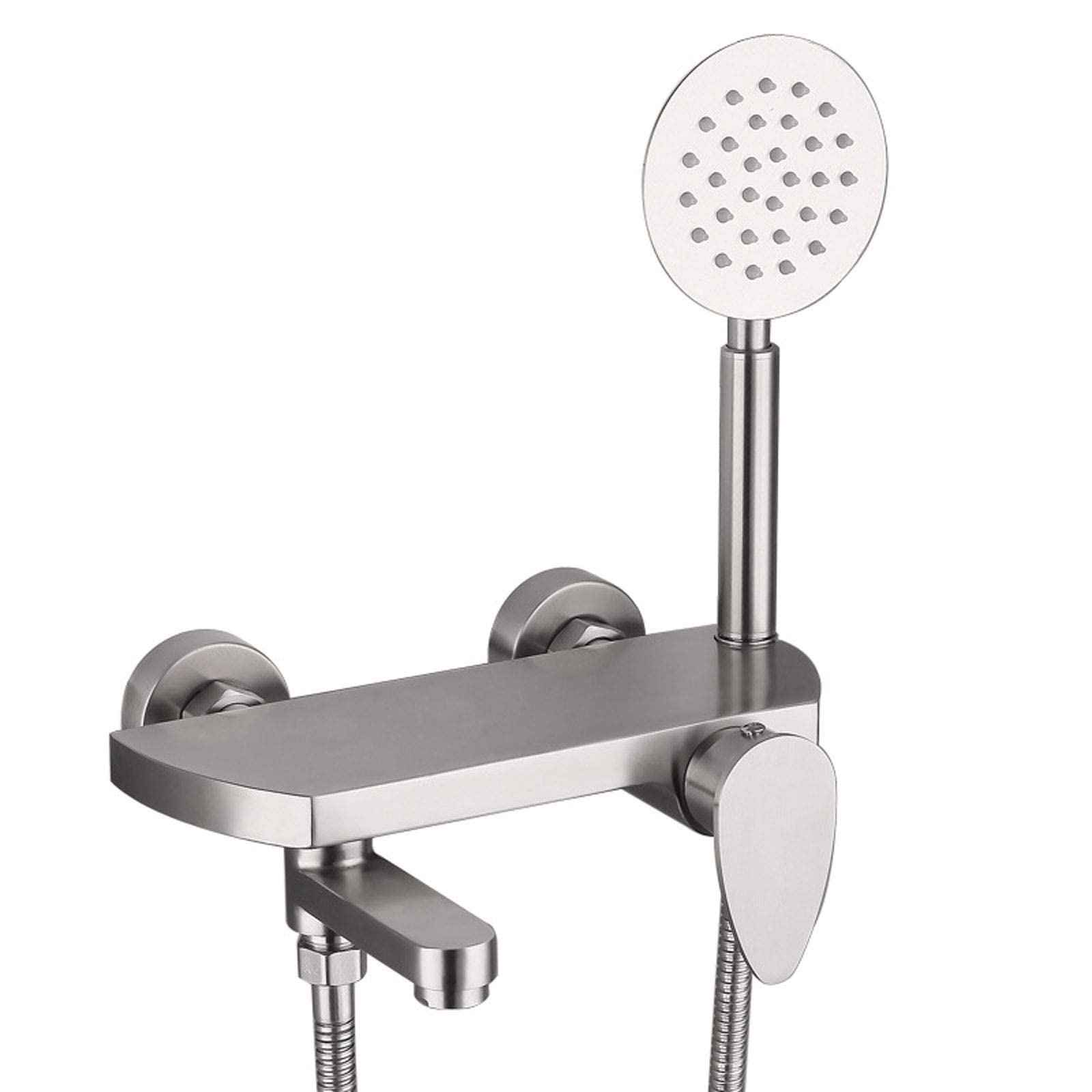 GELISURE Stainless Steel Wall Mounted Shower System - Handheld Shower Head with Bath Mixer Tap - Modern Bathroom Fixture for Home & Hotel Use - Perfect for Spa-Like Experience and Space-Saving Installation