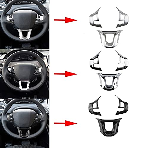 3Pcs/Set Matte Silver Car Steering Wheel Cover Trim Sticker for Peugeot 2008 208 308 2014-2018 - Durable Decorative Accessory for Enhanced Driving Comfort & Style