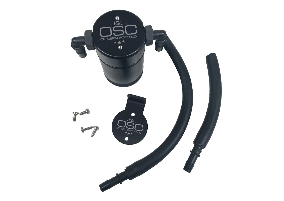 J&L Oil Separator 3.0 - Compatible with 1999-2004 Ford Lightning & 2003-2004 Harley Davidson Passenger Side - High Performance Oil Catch Can (Black) - Reduces Engine Oil Consumption & Improves Performance for Racing & Daily Driving