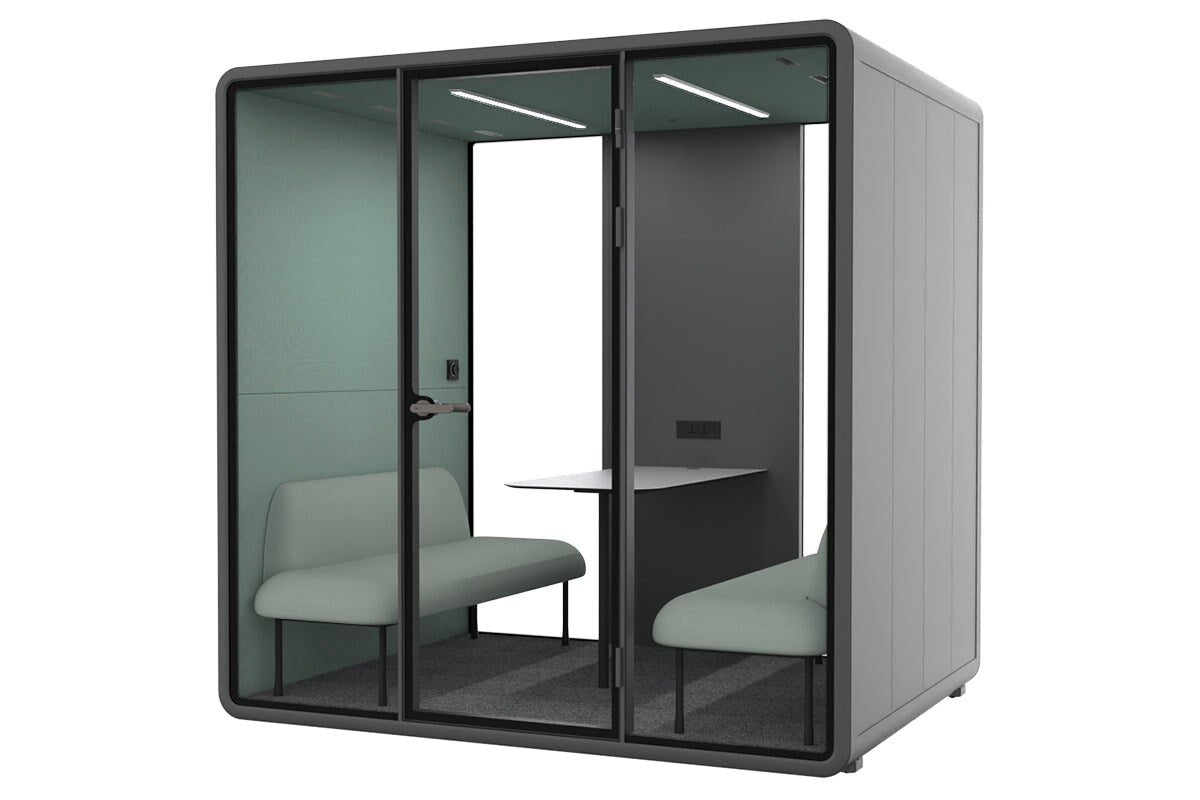 Nest 4 Person Meeting Booth with Echo Panel & Fabric - Soundproof Office Pod for Team Collaboration & Private Calls